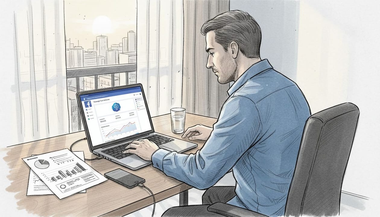 Un antreprenor din România își promovează afacerea folosind reclame pe Facebook.