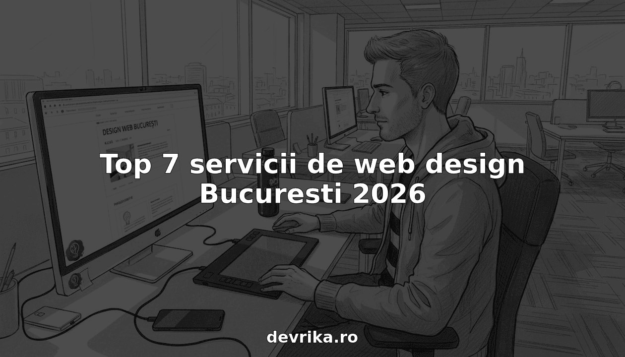 Designer web care lucrează într-un birou din București