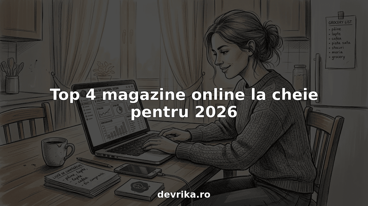 O femeie își dezvoltă afacerea online chiar la masa din bucătărie, printre facturi și o ceașcă de cafea.
