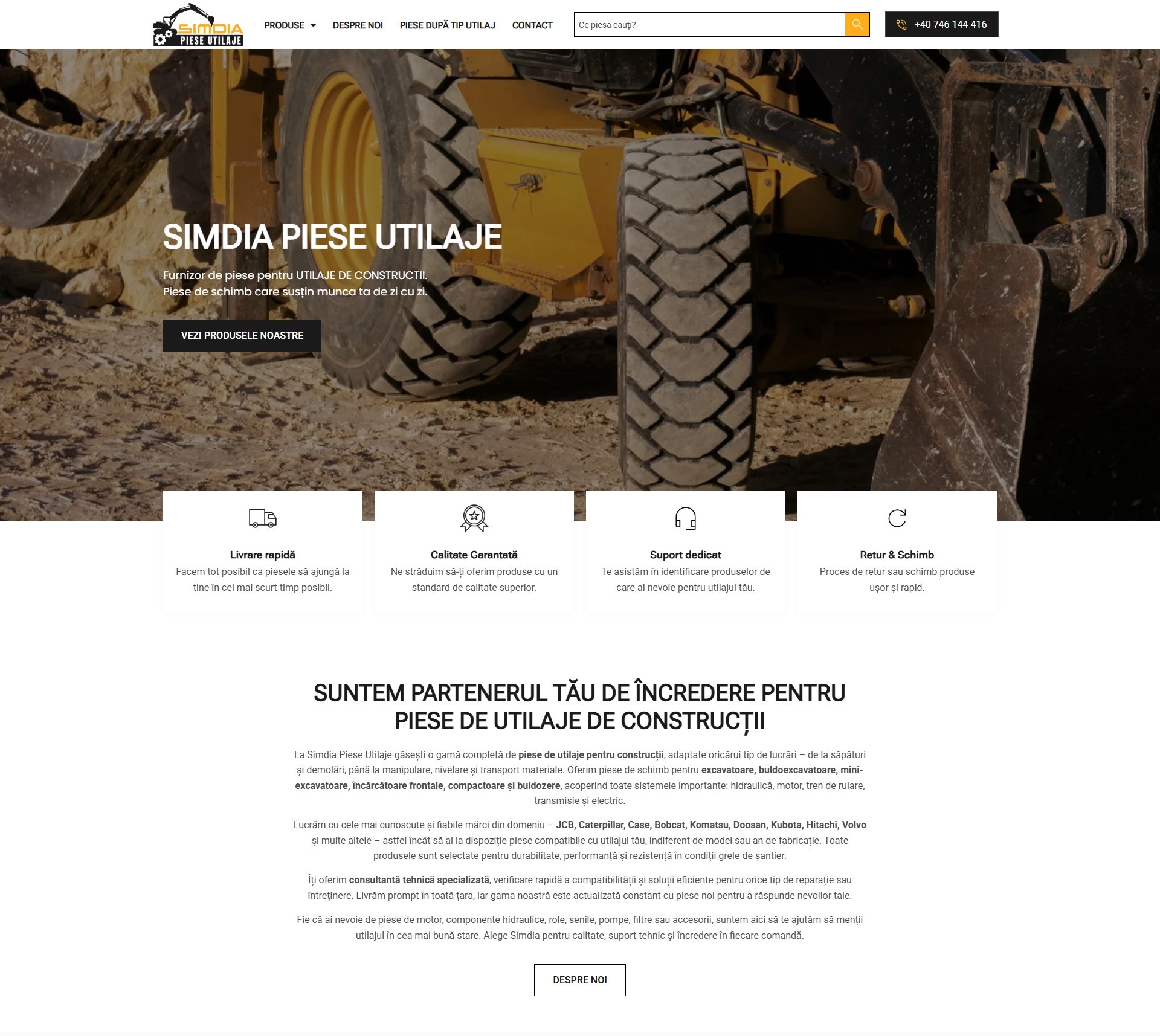 Pagina principala Simdia cu acces catre catalog si suport